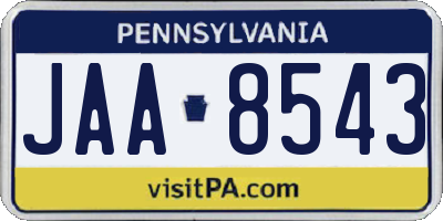 PA license plate JAA8543