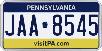 PA license plate JAA8545