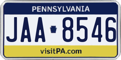 PA license plate JAA8546