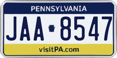 PA license plate JAA8547