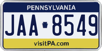 PA license plate JAA8549