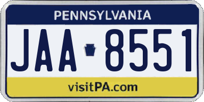 PA license plate JAA8551