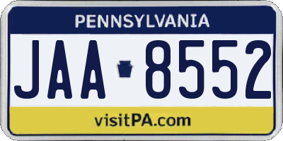 PA license plate JAA8552