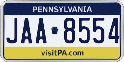 PA license plate JAA8554