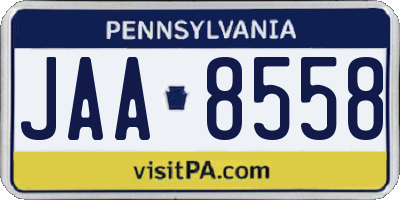 PA license plate JAA8558