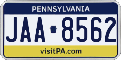 PA license plate JAA8562