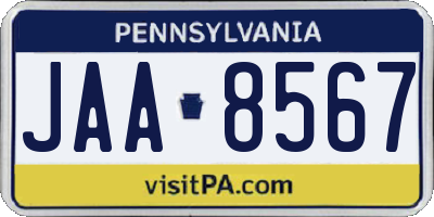 PA license plate JAA8567