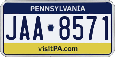 PA license plate JAA8571