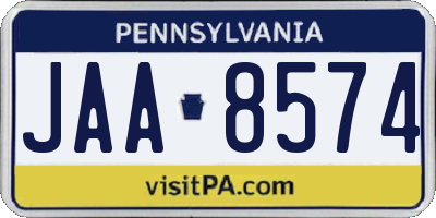 PA license plate JAA8574