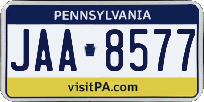 PA license plate JAA8577