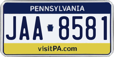 PA license plate JAA8581