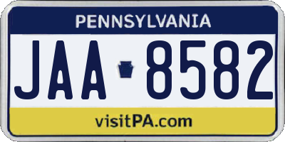 PA license plate JAA8582