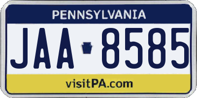 PA license plate JAA8585