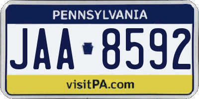 PA license plate JAA8592