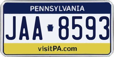 PA license plate JAA8593