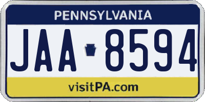 PA license plate JAA8594