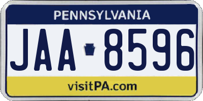 PA license plate JAA8596