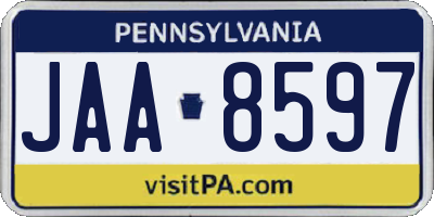 PA license plate JAA8597