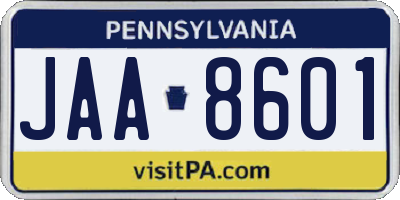 PA license plate JAA8601