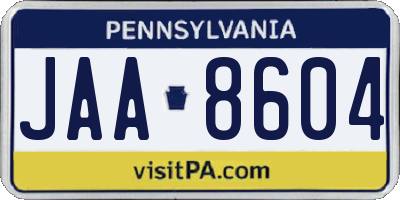 PA license plate JAA8604