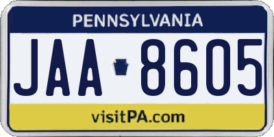 PA license plate JAA8605