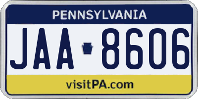 PA license plate JAA8606