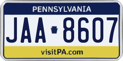 PA license plate JAA8607