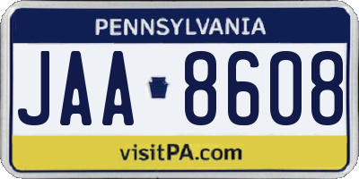 PA license plate JAA8608