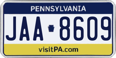 PA license plate JAA8609