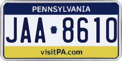 PA license plate JAA8610