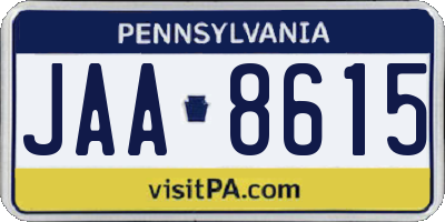 PA license plate JAA8615