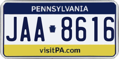 PA license plate JAA8616