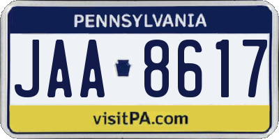 PA license plate JAA8617