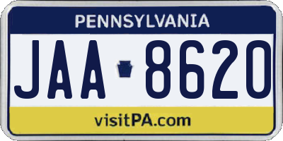 PA license plate JAA8620