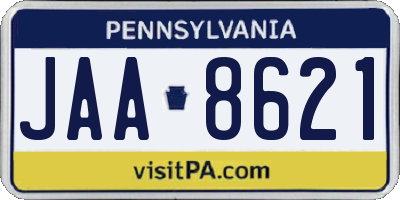 PA license plate JAA8621