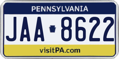 PA license plate JAA8622