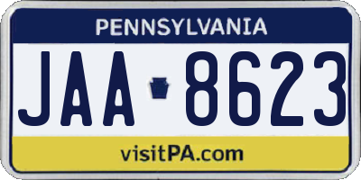 PA license plate JAA8623