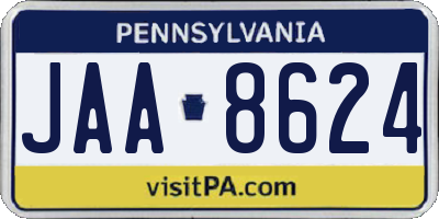 PA license plate JAA8624