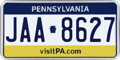 PA license plate JAA8627