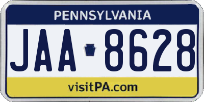 PA license plate JAA8628