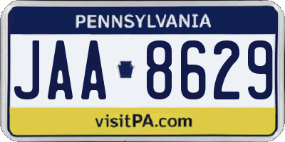 PA license plate JAA8629