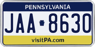 PA license plate JAA8630