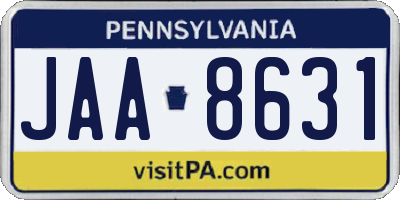 PA license plate JAA8631