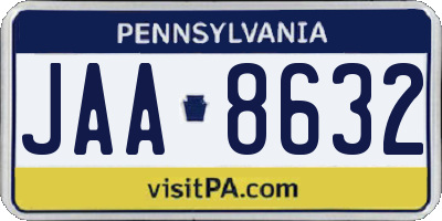 PA license plate JAA8632