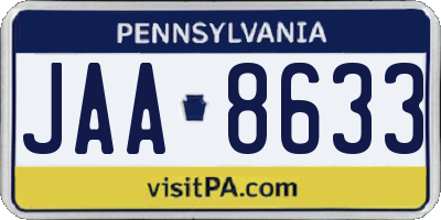 PA license plate JAA8633