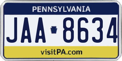 PA license plate JAA8634