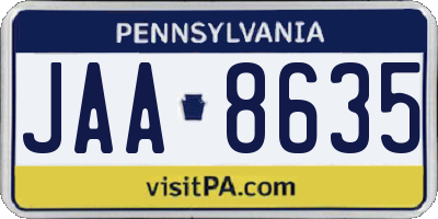 PA license plate JAA8635