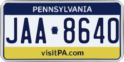 PA license plate JAA8640