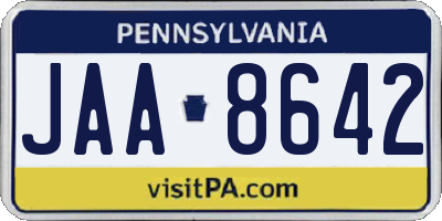 PA license plate JAA8642