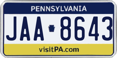 PA license plate JAA8643